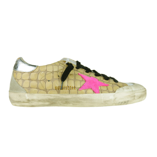 Beige Leather Sneakers