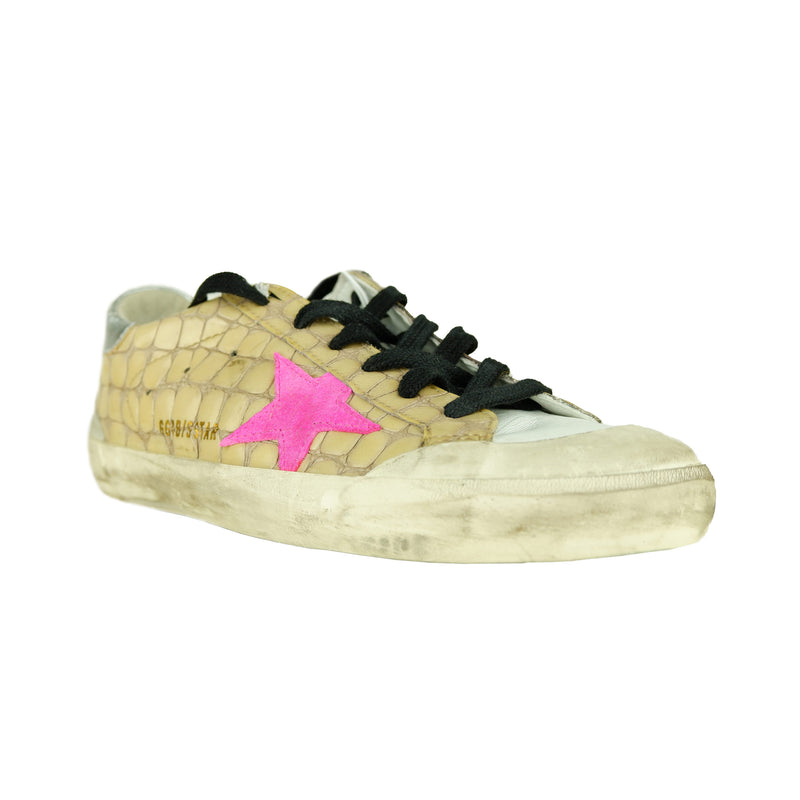Beige Leather Sneakers