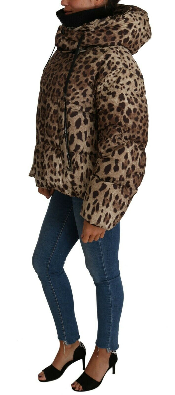 Winter Leopard Print Down Puffer Jacket