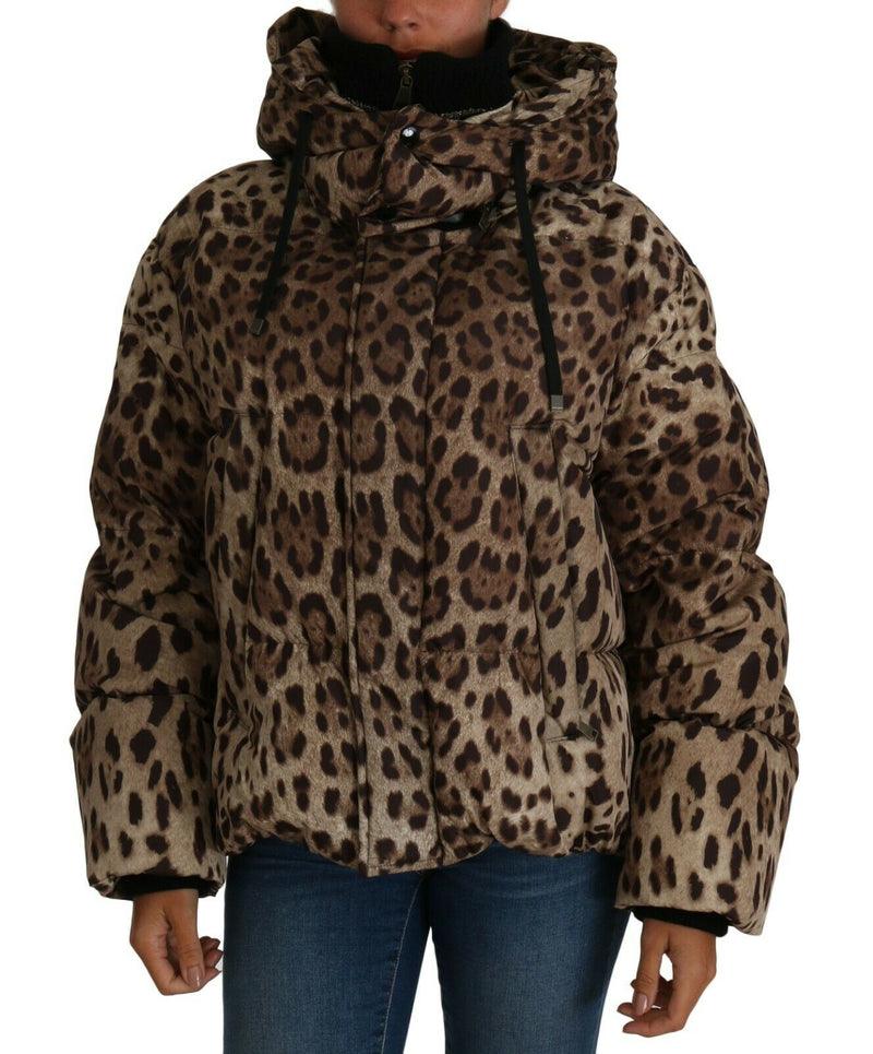 Winter Leopard Print Down Puffer Jacket
