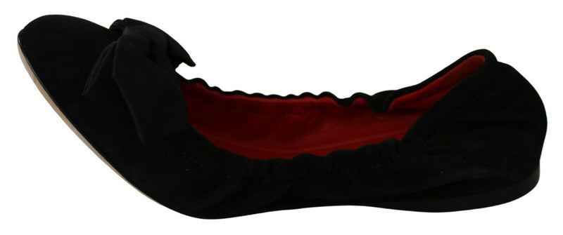Black Suede Red Ballerina Flats Shoes
