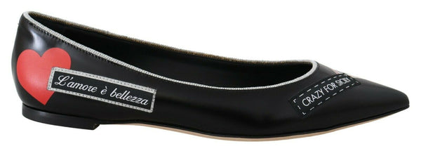 Black DG Logo Tape Ballerina Flats Shoes