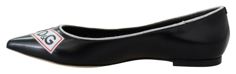 Black DG Logo Tape Ballerina Flats Shoes