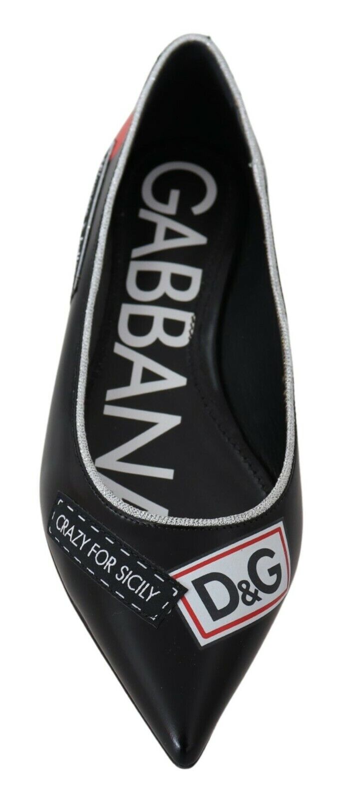 Black DG Logo Tape Ballerina Flats Shoes