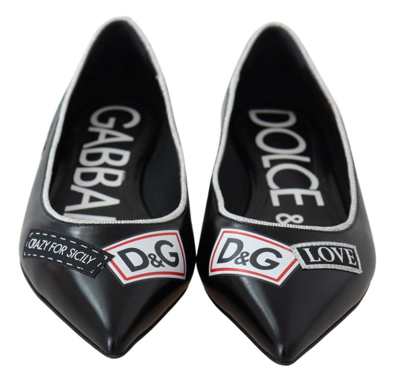 Black DG Logo Tape Ballerina Flats Shoes