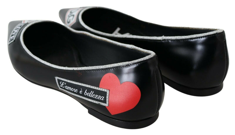 Black DG Logo Tape Ballerina Flats Shoes