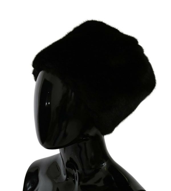 Black Modacrylic Fur Women Beanie
