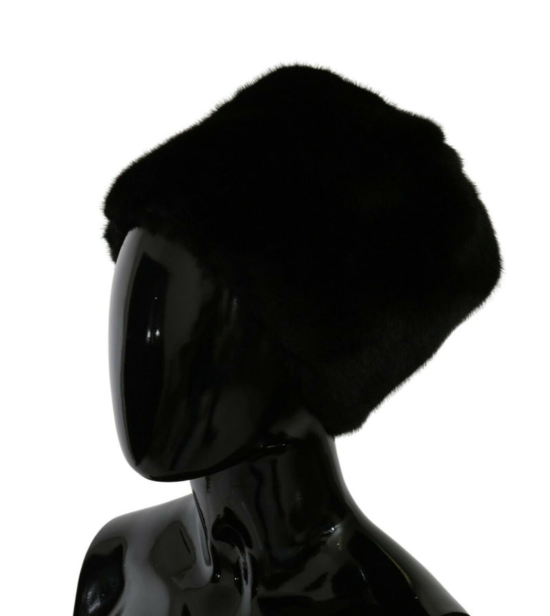 Black Modacrylic Fur Women Beanie