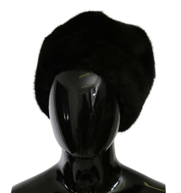 Black Modacrylic Fur Women Beanie