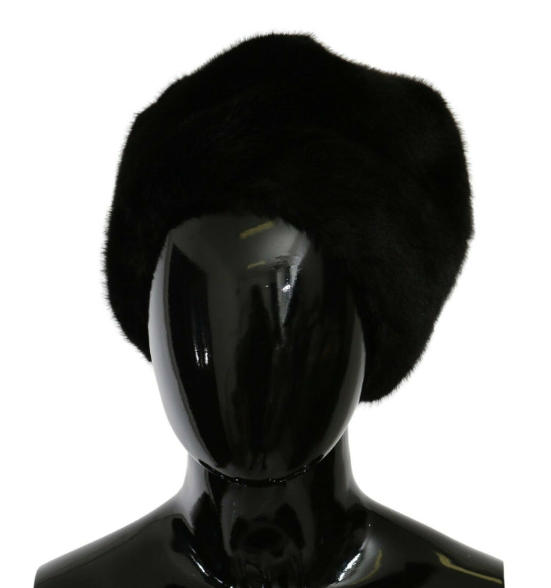 Black Modacrylic Fur Women Beanie