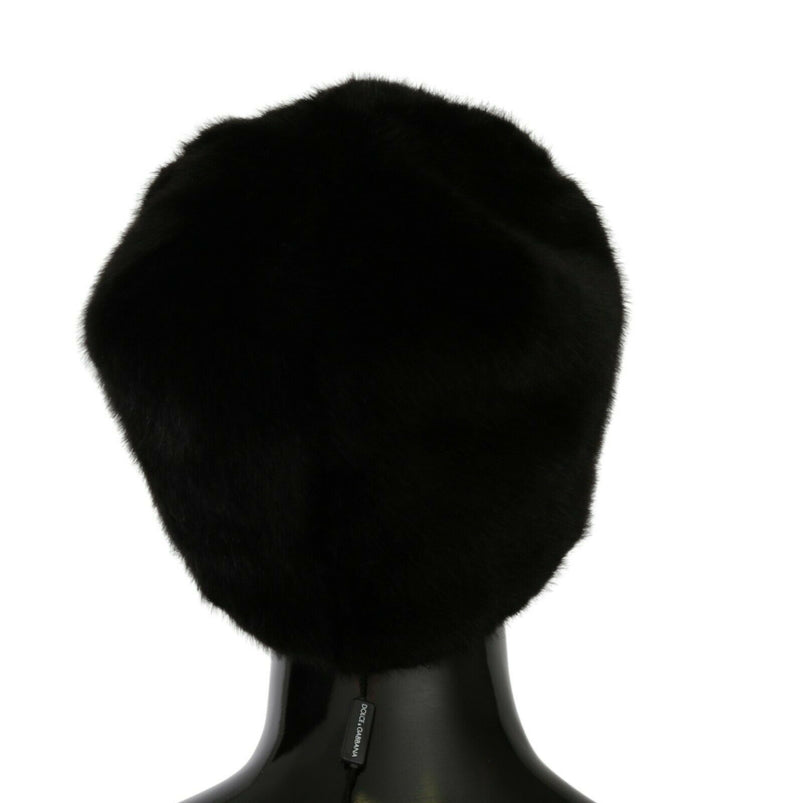 Black Modacrylic Fur Women Beanie