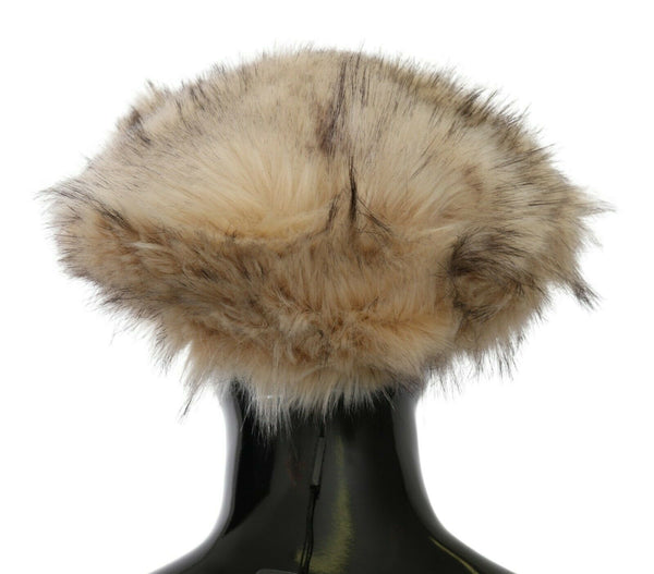 Beige Cashmere Fur Women Beret Hat