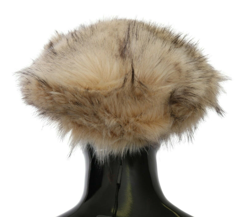 Beige Cashmere Fur Women Beret Hat