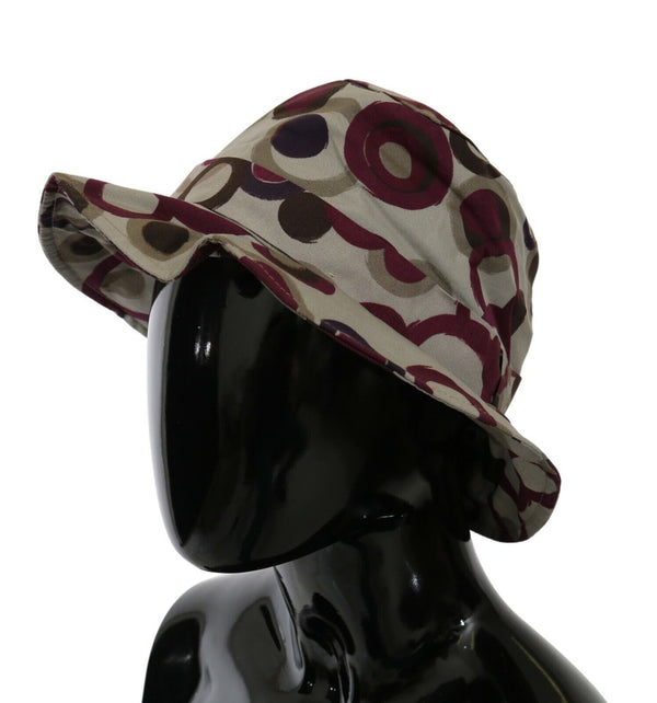 Beige 100% Cotton Polka Circle Bucket Cap Hat