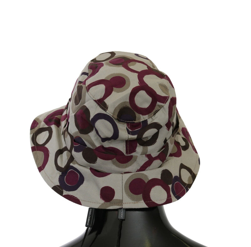 Beige 100% Cotton Polka Circle Bucket Cap Hat