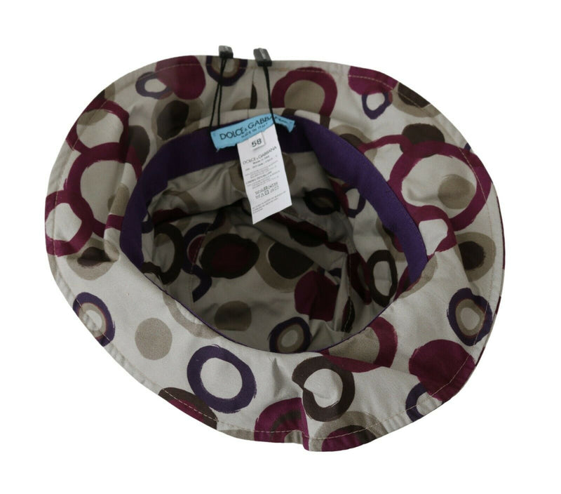 Beige 100% Cotton Polka Circle Bucket Cap Hat