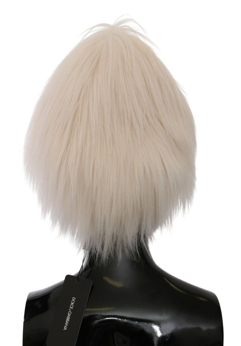 White Modacrylic Fur Beanie Long Hat