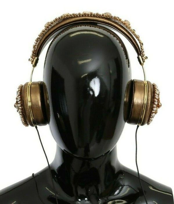 Gold Floral Crystal Headset Runway Leather FRIENDS Headphones