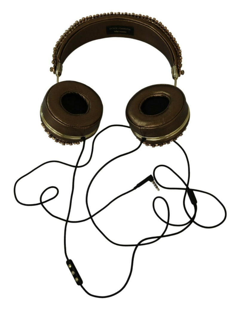 Gold Floral Crystal Headset Runway Leather FRIENDS Headphones
