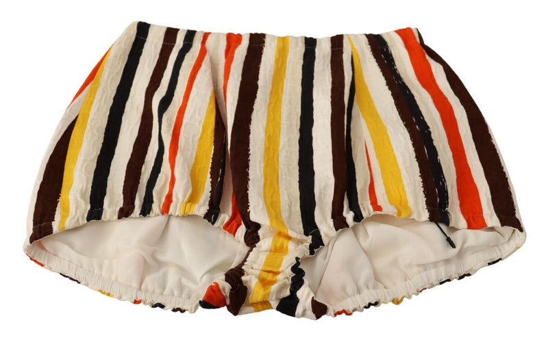 Multicolor Striped Cotton Hot Pants Shorts