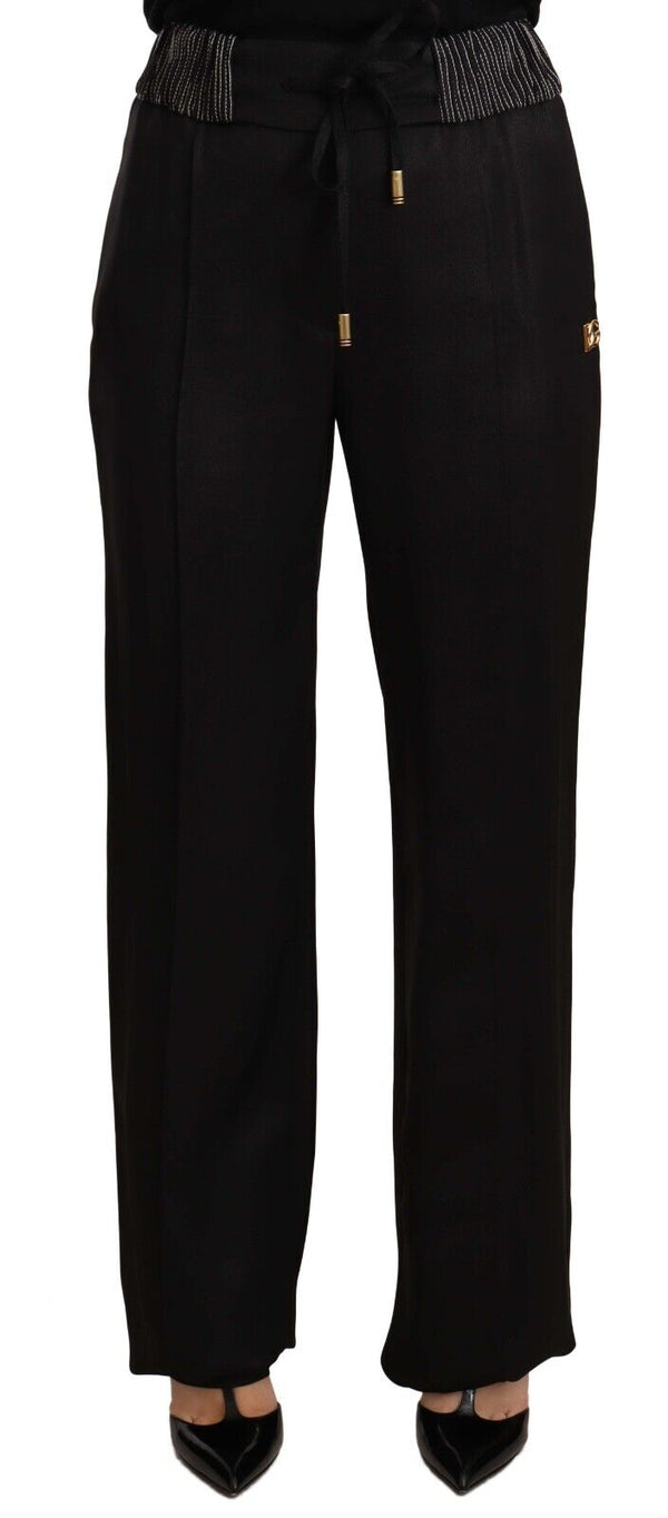 Black Straight Cut Trouser Viscose Pants