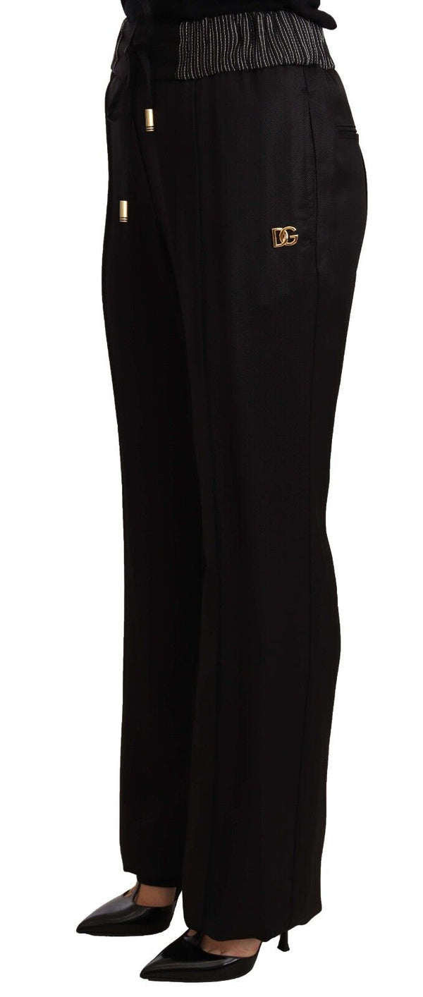 Black Straight Cut Trouser Viscose Pants