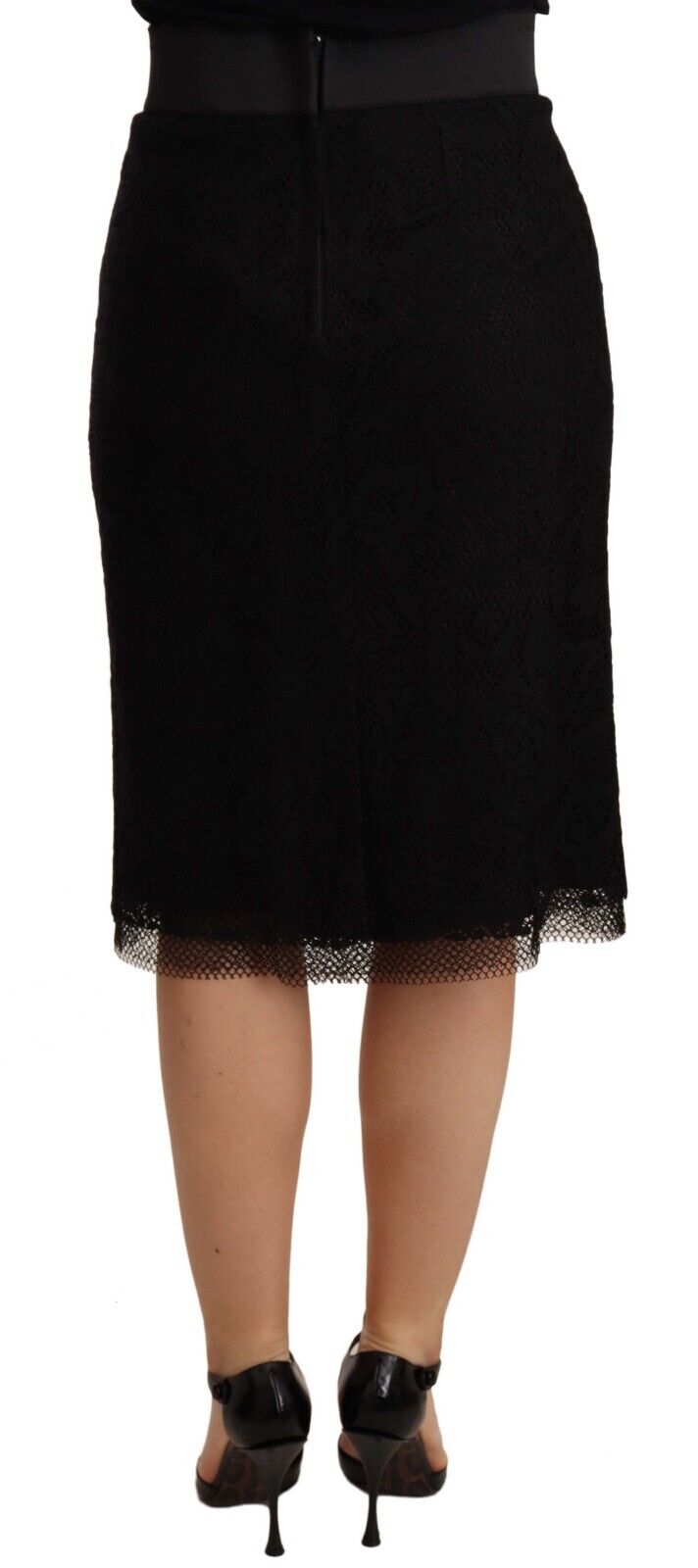 Black Lace High Waist Pencil Cut Skirt