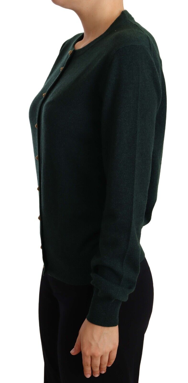 Green Cashmere DG Buttons Cardigan Sweater