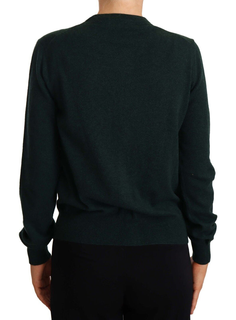 Green Cashmere DG Buttons Cardigan Sweater