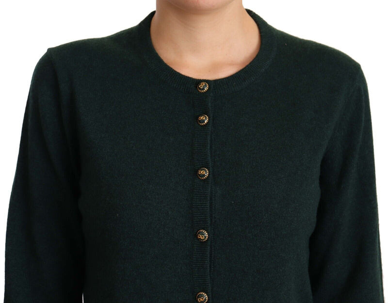 Green Cashmere DG Buttons Cardigan Sweater