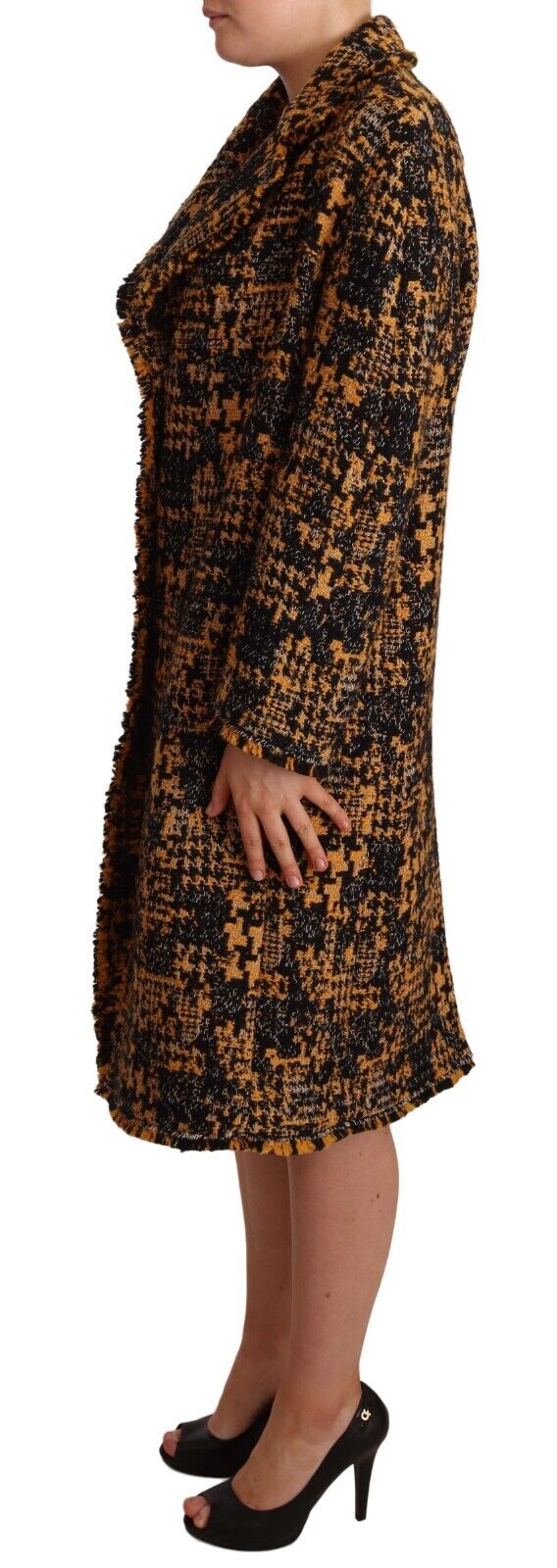 Black Yellow  Long Cardigan Coat Jacket