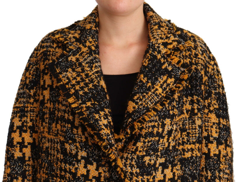 Black Yellow  Long Cardigan Coat Jacket