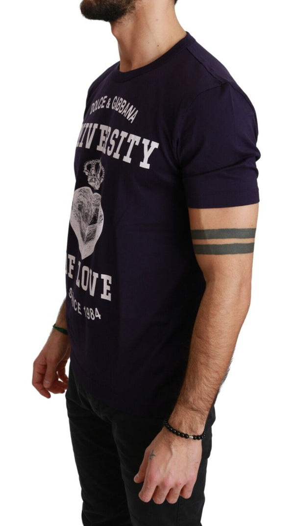 Cotton Purple Crewneck Love  T-shirt