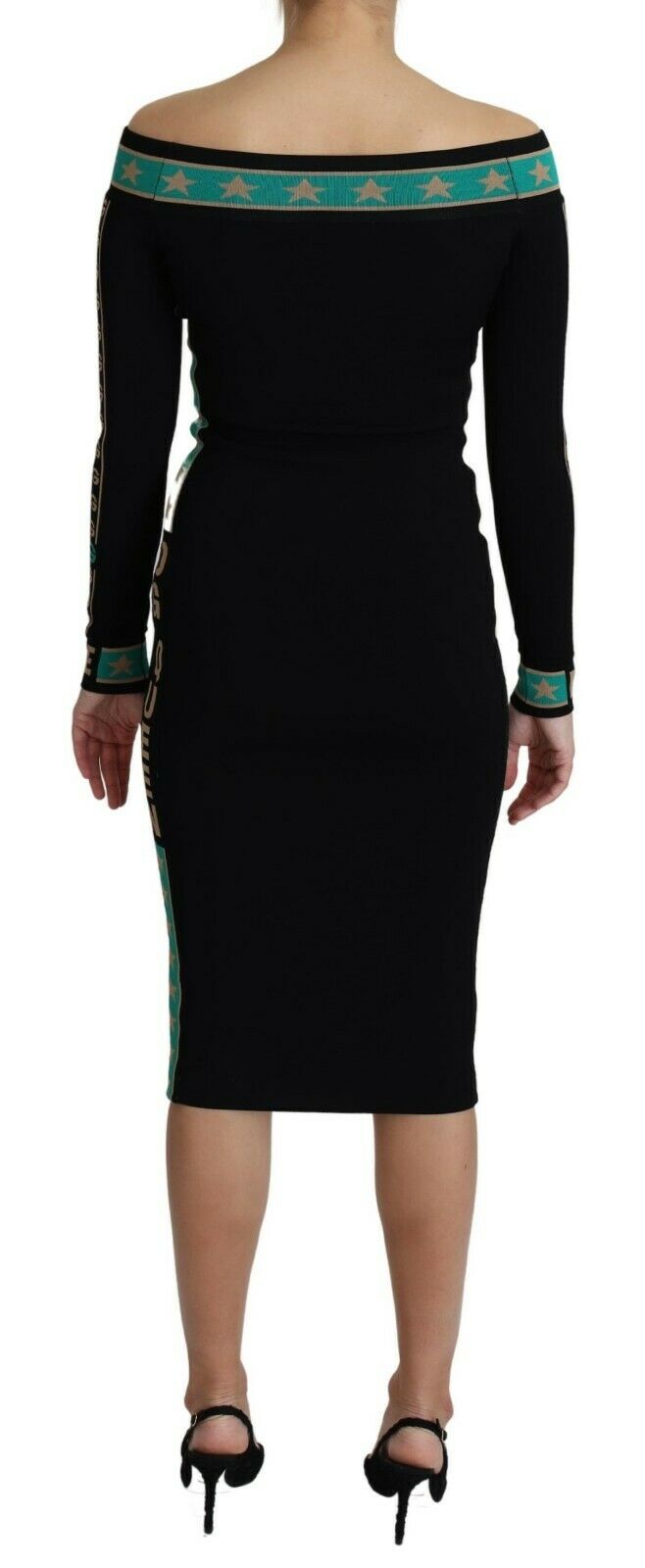 Black DG Royals Off Shoulder Sheath Dress