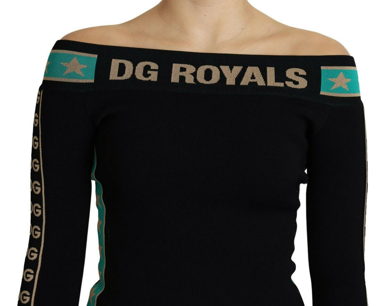 Black DG Royals Off Shoulder Sheath Dress