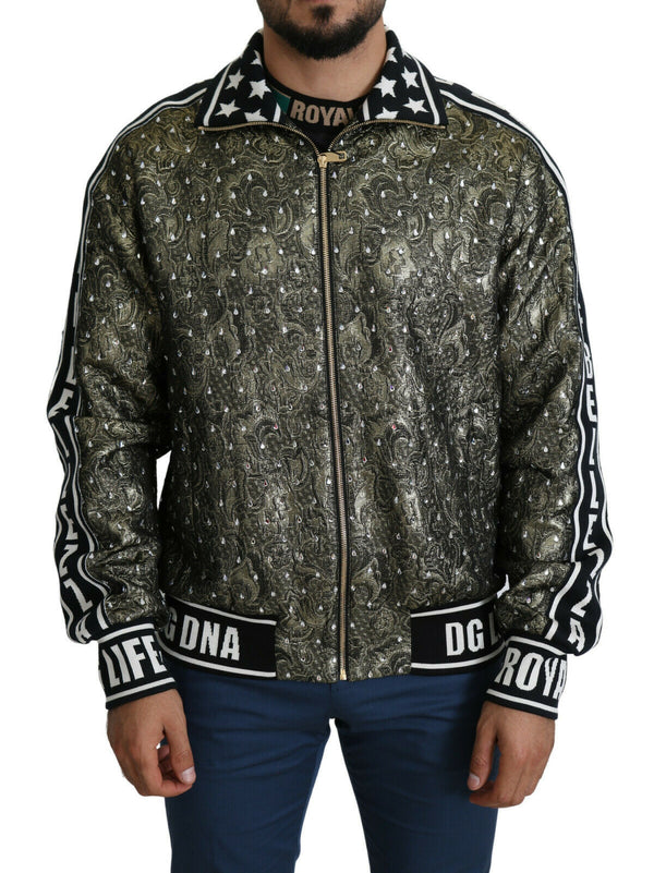 Multicolor Brocade Crystals Bomber Jacket