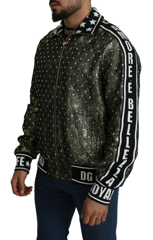 Multicolor Brocade Crystals Bomber Jacket