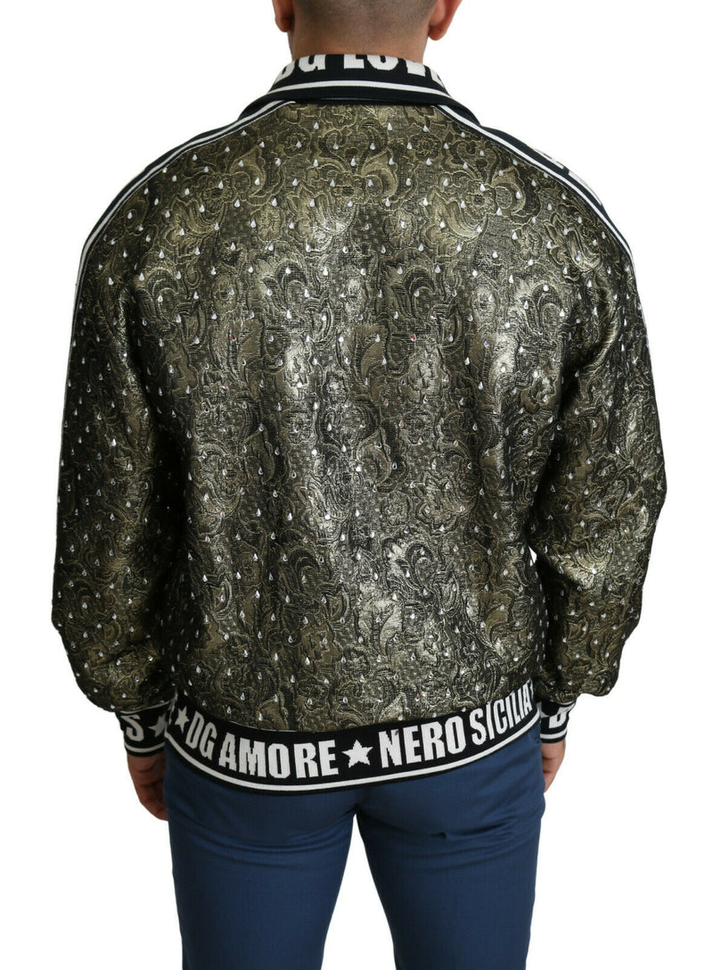 Multicolor Brocade Crystals Bomber Jacket