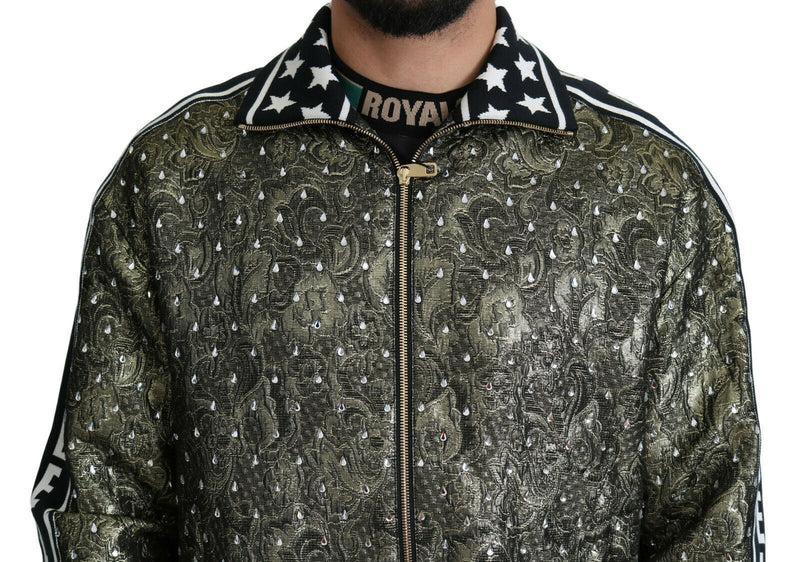 Multicolor Brocade Crystals Bomber Jacket