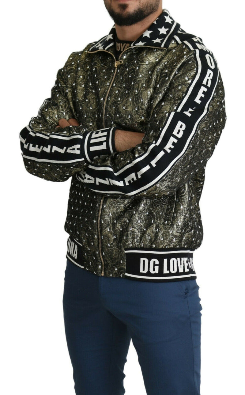 Multicolor Brocade Crystals Bomber Jacket