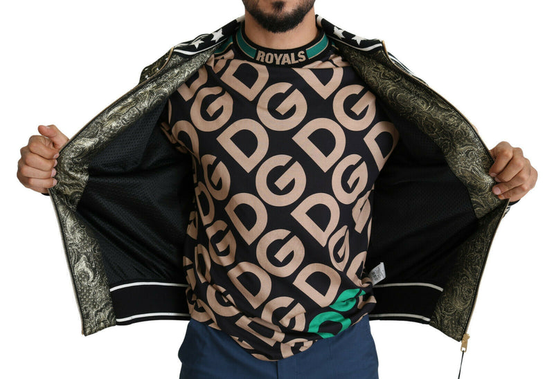 Multicolor Brocade Crystals Bomber Jacket