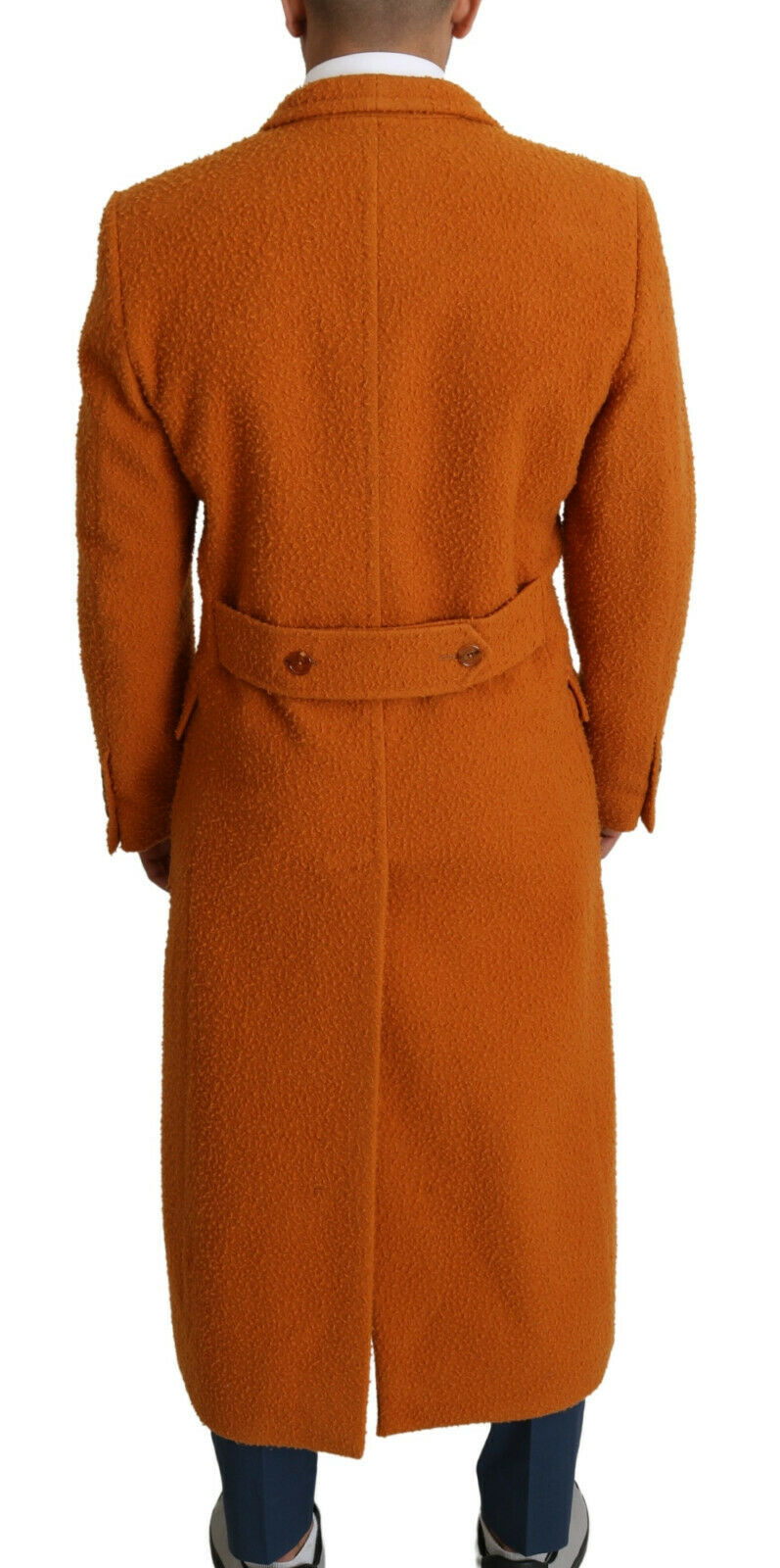 Orange Wool Double Breasted Trench Coat Jacket