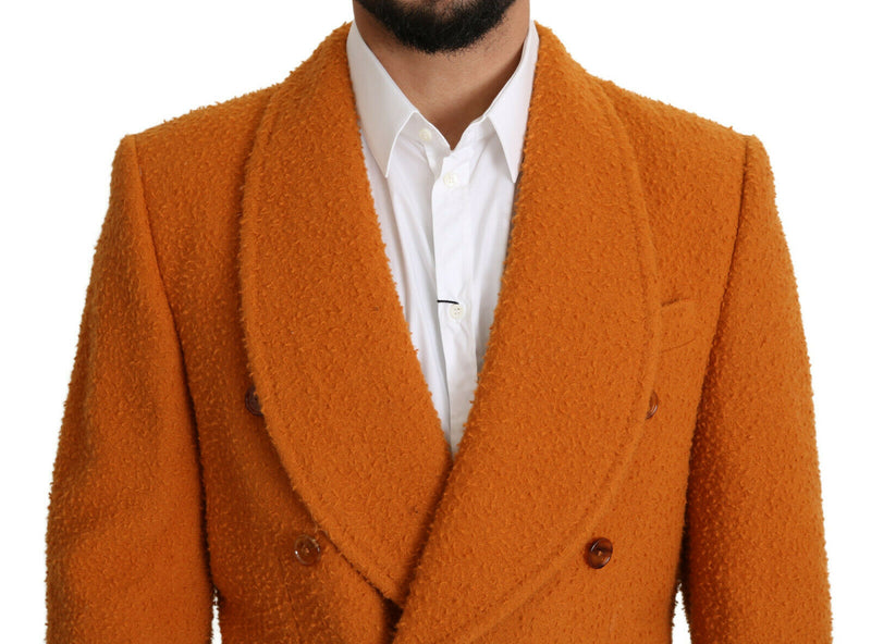 Orange Wool Double Breasted Trench Coat Jacket