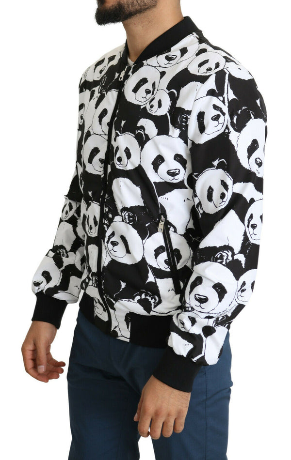 Black White Panda Bomber Mens Jacket