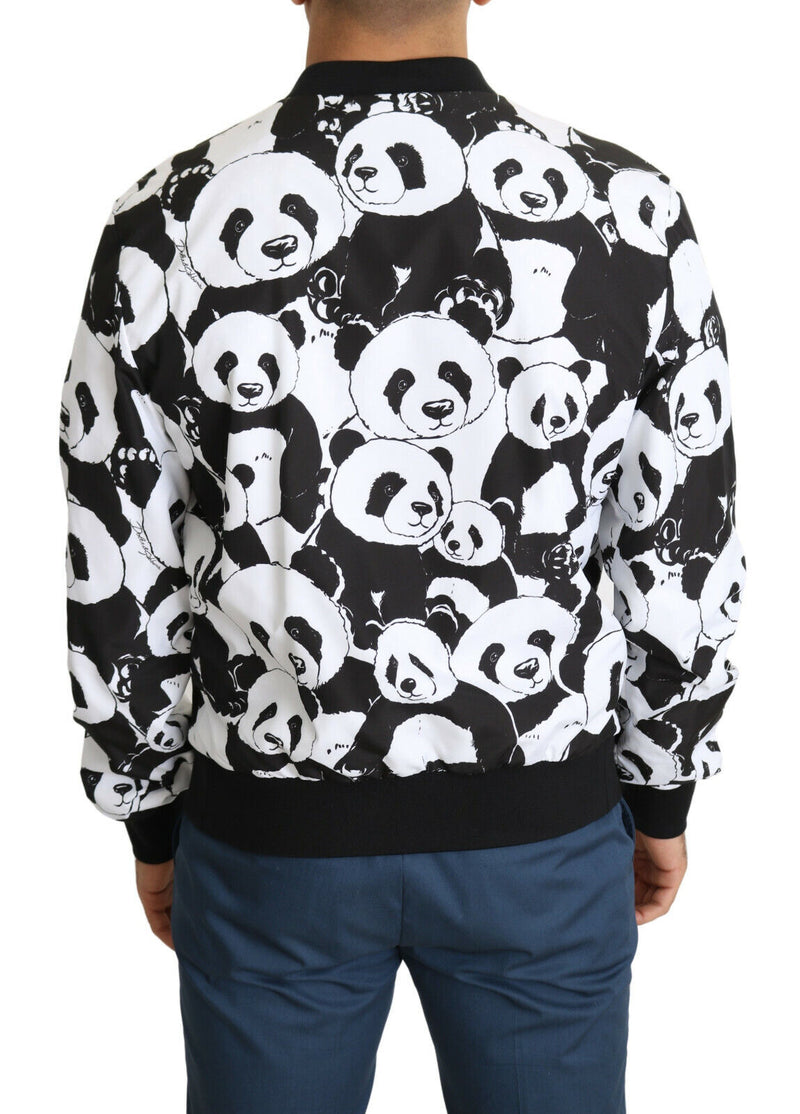 Black White Panda Bomber Mens Jacket