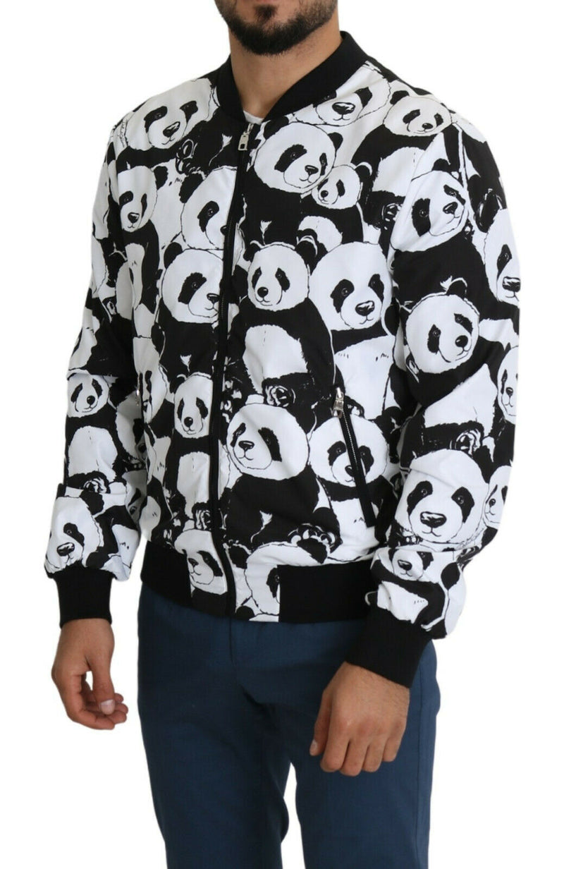 Black White Panda Bomber Mens Jacket