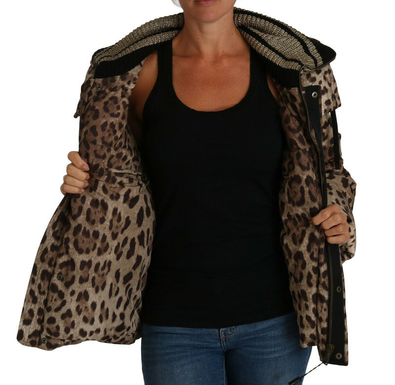 Winter Leopard Print Down Puffer Jacket
