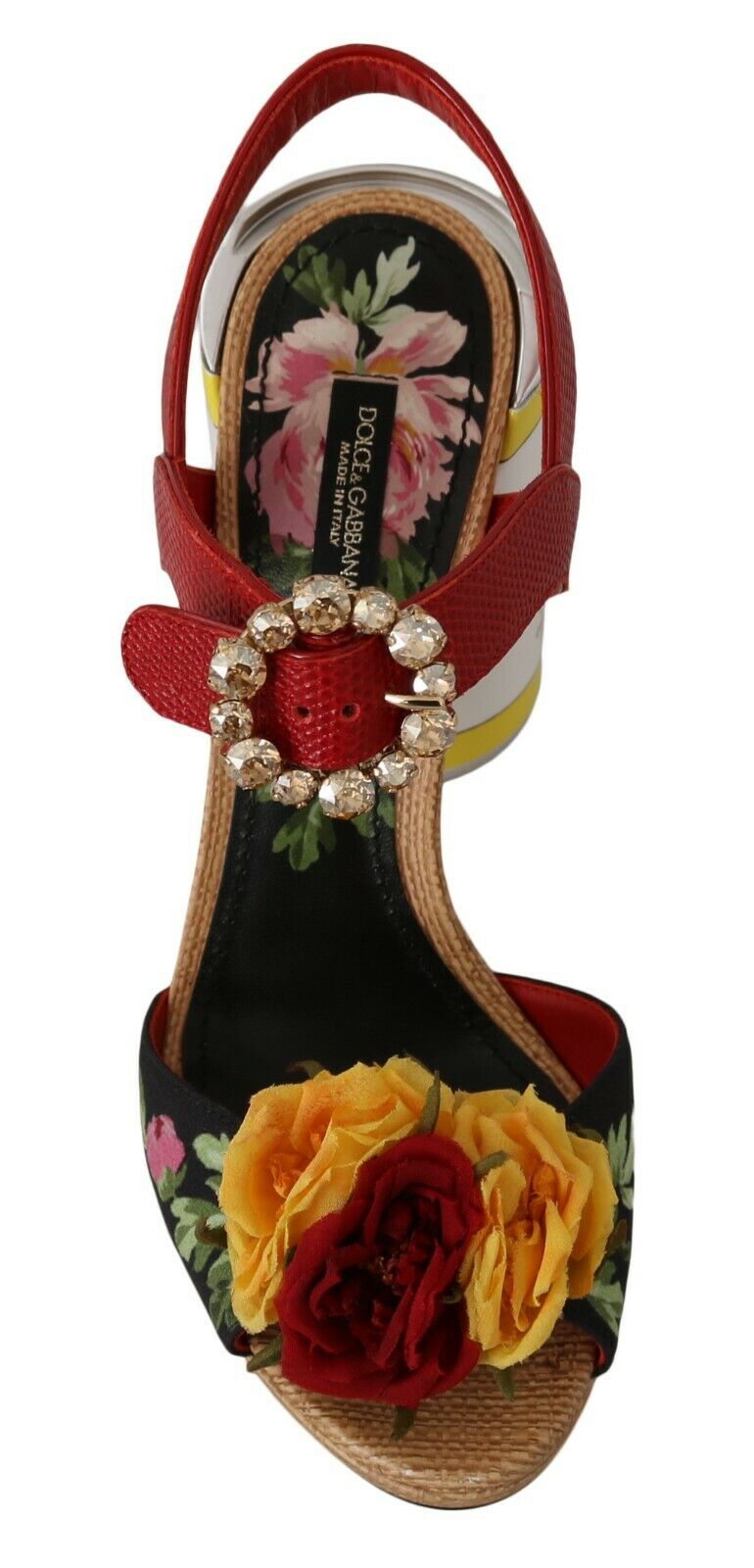 Multicolor Floral-Embellished Cylindrical Heels AMORE Sandals