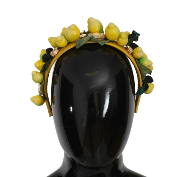 Yellow Sicily Lemon Crystal Floral Diadem Headband