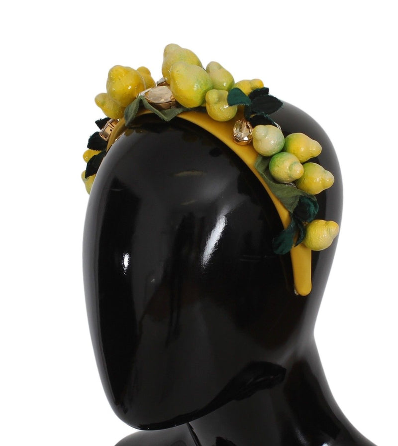 Yellow Sicily Lemon Crystal Floral Diadem Headband